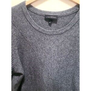 Lane Bryant Geometric Ribbed Heather Gray Long-Sleeved Sweater Plus Size 26/28